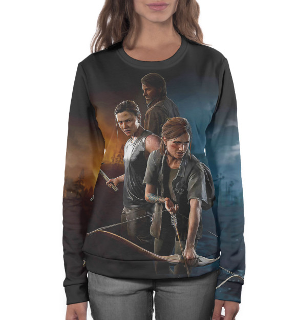 Женский свитшот с изображением Элли, Эбби и Джоэл цвета Белый