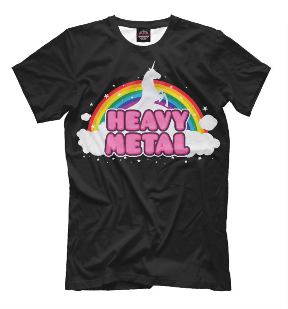 Мужская футболка с изображением Heavy Metal Unicorn цвета Черный