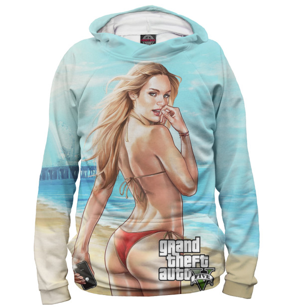 Женское худи с изображением Grand Theft Auto V цвета Белый