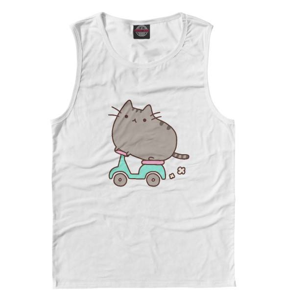 Мужская майка с изображением Кот цвета Белый