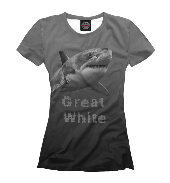 Женская футболка с изображением Great White цвета Белый