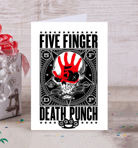 Открытка с изображением Five Finger Death Punch цвета Белый