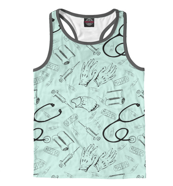 Мужская майка-борцовка с изображением Доктор цвета Белый