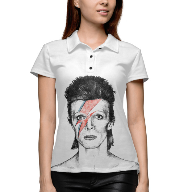 Женское поло с изображением David Bowie цвета Белый