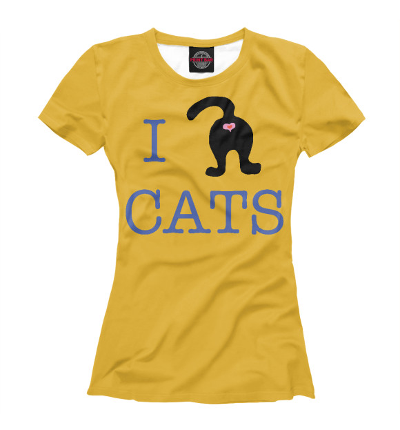 Женская футболка с изображением Люблю котов цвета Белый