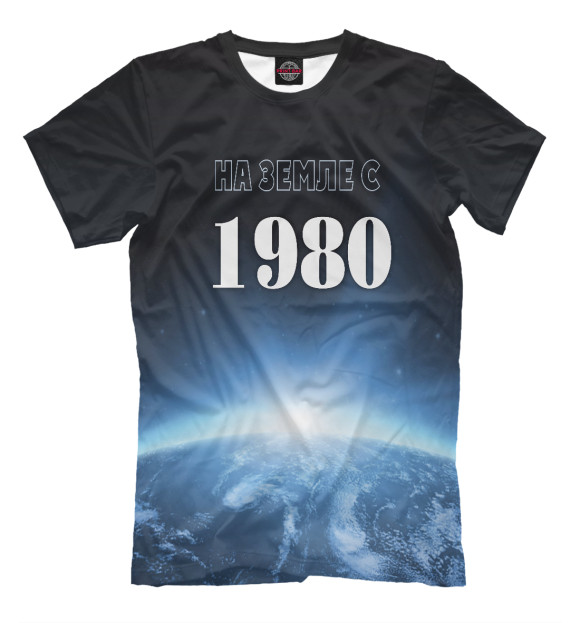 Мужская футболка с изображением На Земле с 1980 цвета Черный