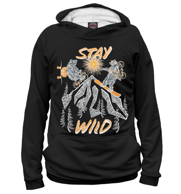 Женское худи с изображением STAY WILD цвета Белый