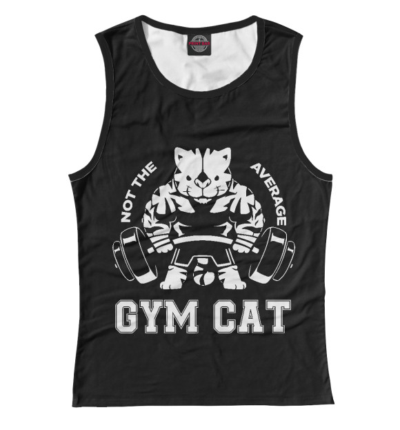 Женская майка с изображением Gym Cat цвета Белый