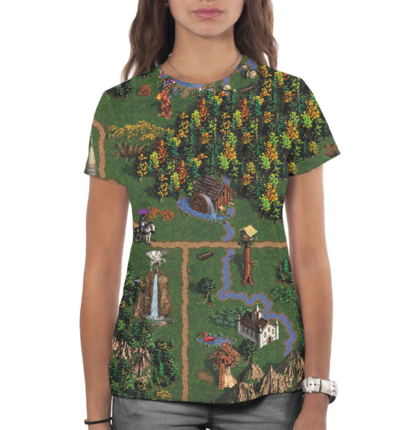 Женская футболка с изображением Герои Меча и Магии цвета Белый