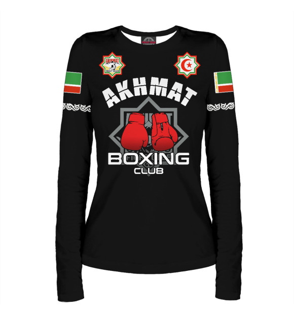 Женский лонгслив с изображением Akhmat Boxing Club цвета Белый