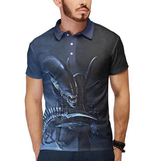 Мужское поло с изображением Aliens цвета Белый