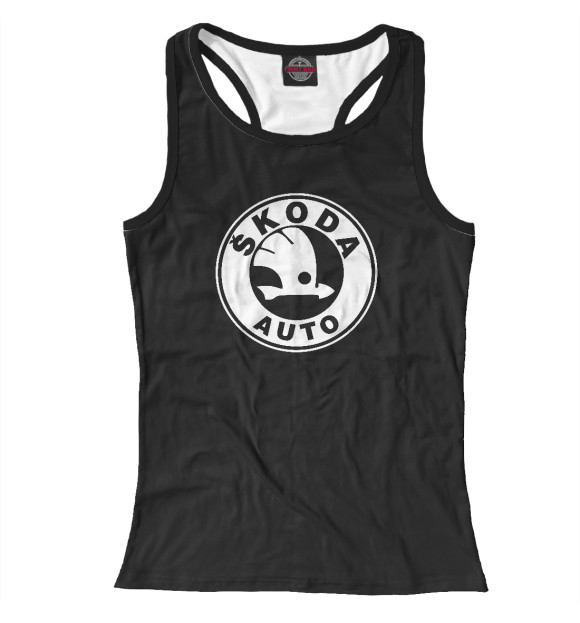 Женская майка-борцовка с изображением Skoda цвета Белый