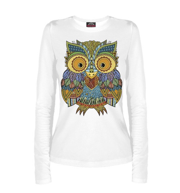 Женский лонгслив с притом Zentangle Olwet цвета Белый Женский лонгслив с изображением Zentangle Olwet цвета Белый