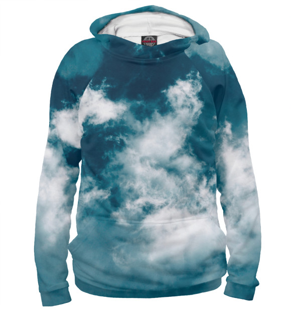 Женское худи с изображением Облака цвета Белый