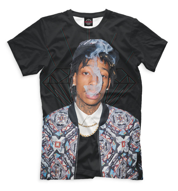 Мужская футболка с изображением Wiz Khalifa цвета Черный