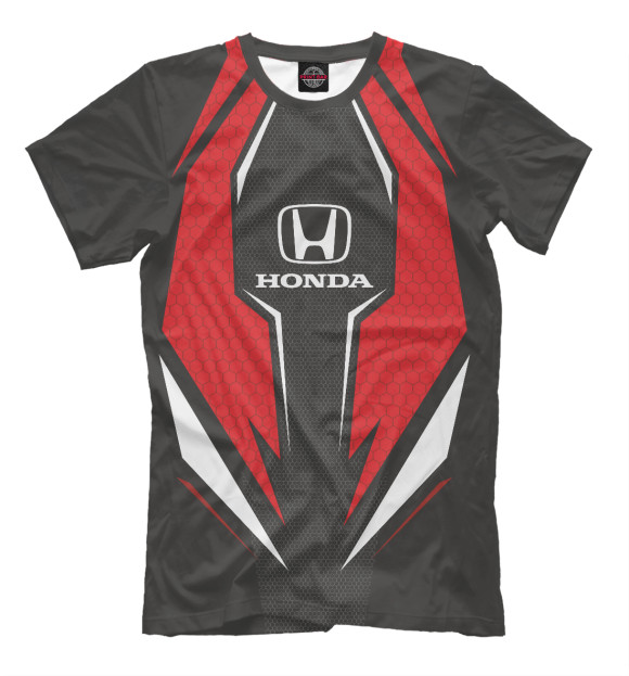 Мужская футболка с изображением Honda Driver team Red цвета Белый