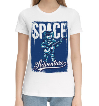 Хлопковая футболка для девочек Космонавт