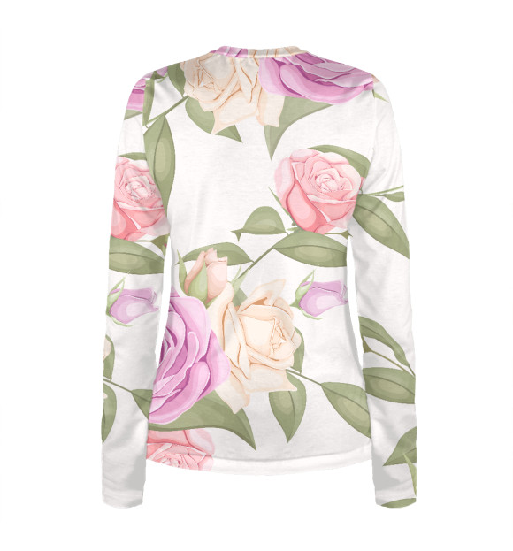 Женский лонгслив с изображением Rose pattern цвета Белый