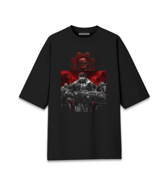 Женская футболка оверсайз с изображением Gears of war цвета Черный