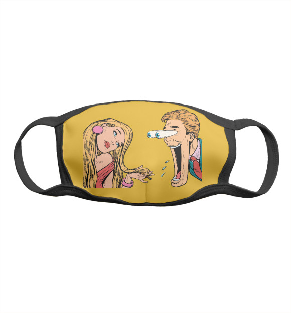 Маска тканевая с изображением MAN IN LOVE цвета Белый