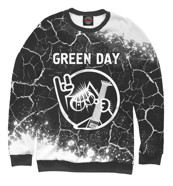 Женский свитшот с изображением Green Day | Кот цвета Белый