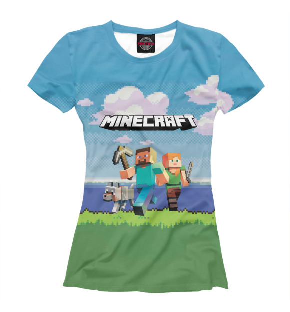 Футболка для девочек с изображением Minecraft цвета Белый