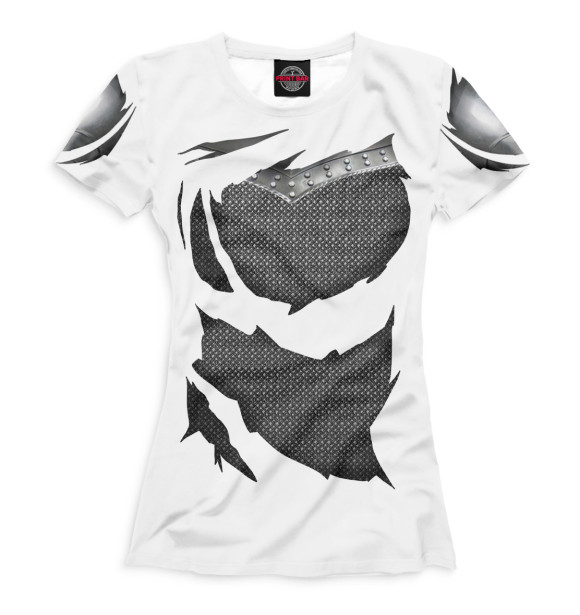 Женская футболка с изображением Доспехи цвета Белый