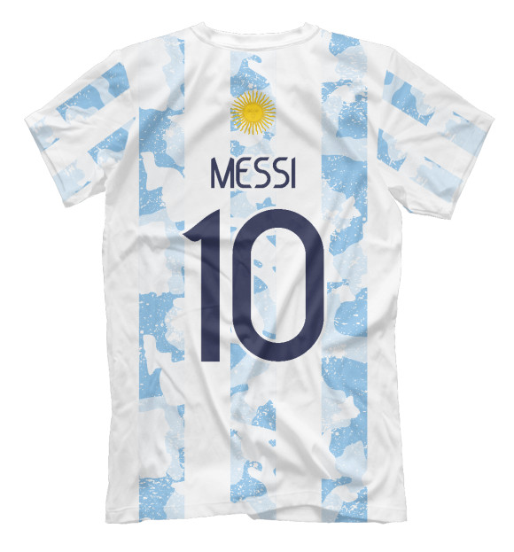 Мужская футболка с изображением Лео Месси Аргентина цвета Белый