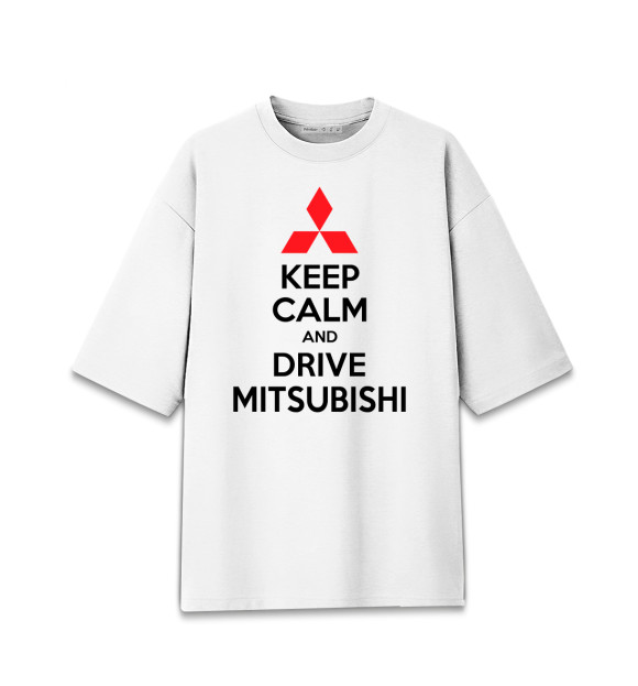 Женская футболка оверсайз с изображением Будь спок и води Mitsubishi цвета Белый