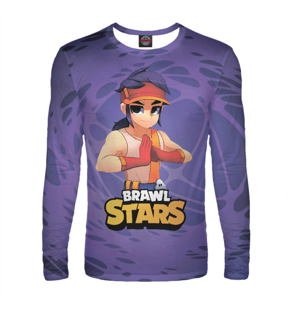 Мужской лонгслив с притом FANG БОЕЦ BRAWL STARS цвета Белый Мужской лонгслив с изображением FANG БОЕЦ BRAWL STARS цвета Белый
