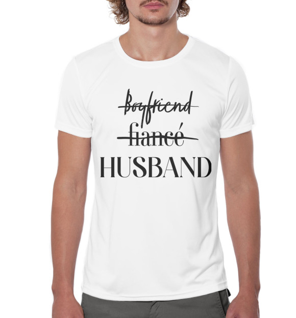 Мужская футболка с изображением Husband белый фон цвета Белый