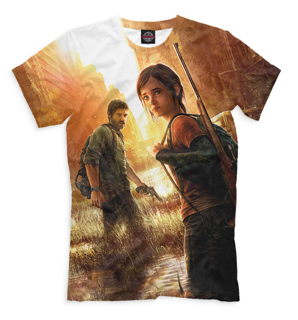 Мужская футболка с изображением Джоэл и маленькая Элли цвета Белый