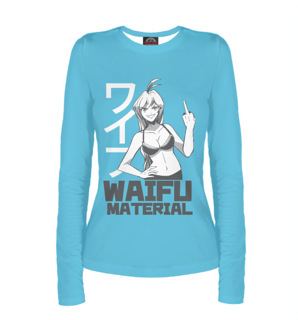Женский лонгслив с изображением Waifu materials цвета Белый