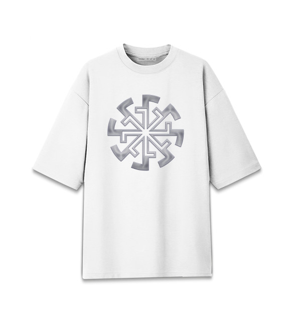 Мужская футболка оверсайз с притом Оберег Световит цвета Белый Мужская футболка оверсайз с изображением Оберег Световит цвета Белый