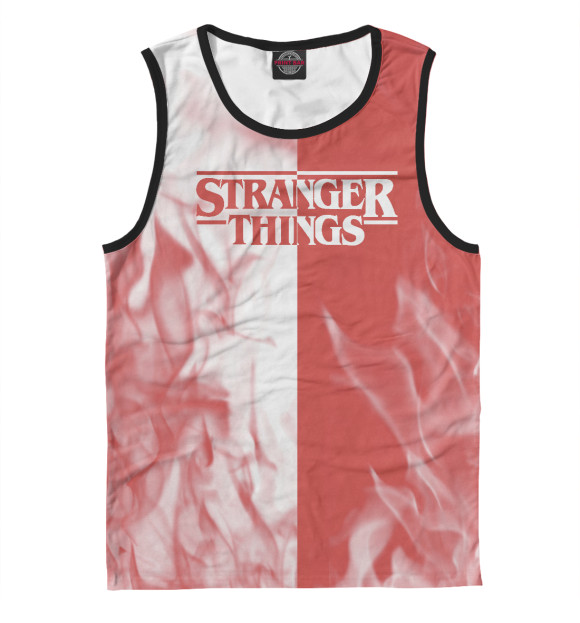 Майка для мальчика с притом Очень странные дела цвета Белый Майка для мальчика с изображением Очень странные дела цвета Белый