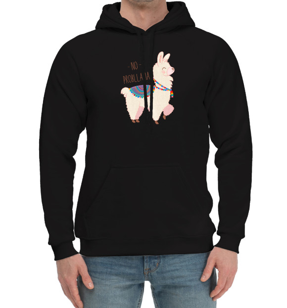 Мужской хлопковый худи с притом Cute Animals цвета Черный Мужской хлопковый худи с изображением Cute Animals цвета Черный