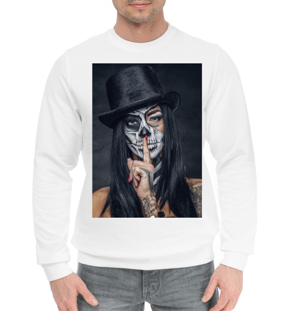 Мужской хлопковый свитшот с изображением Девушка цвета Белый