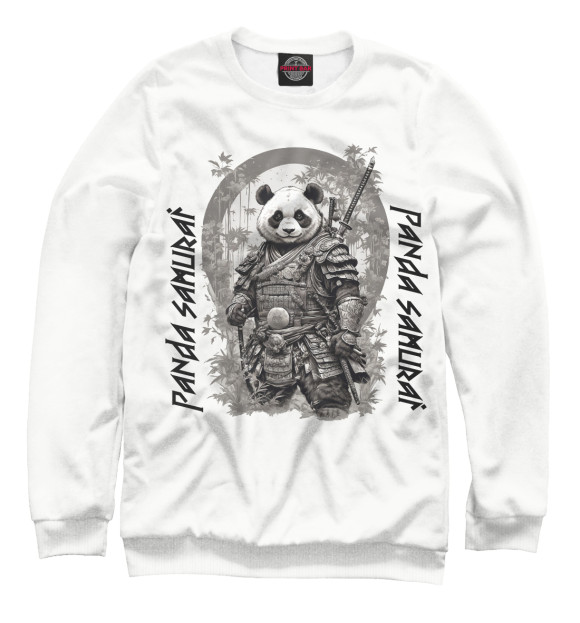 Свитшот для мальчиков с изображением Panda samurai цвета Белый