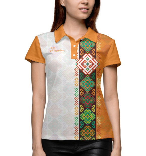 Женское поло с изображением Белобог оберег цвета Белый