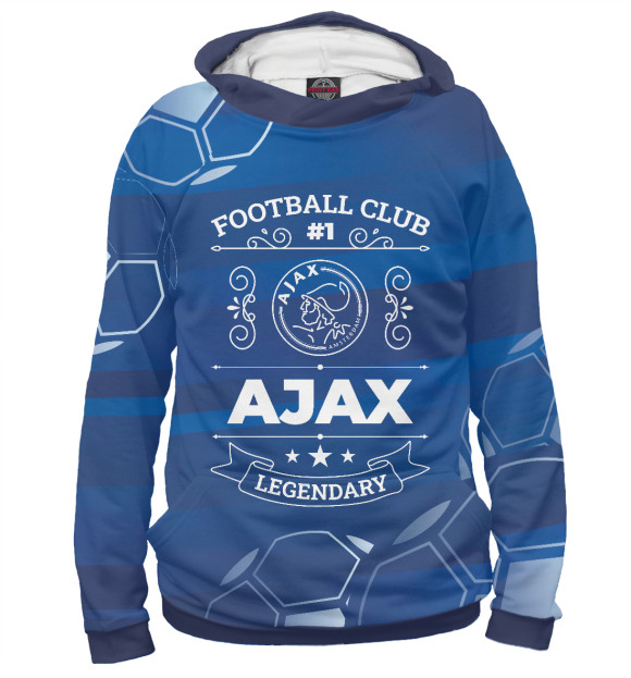 Мужское худи с изображением Ajax FC #1 цвета Белый