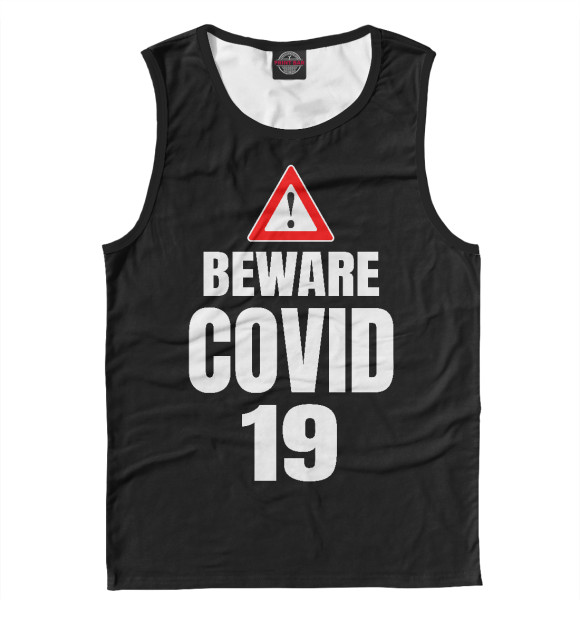 Мужская майка с изображением Берегись коронавируса цвета Белый