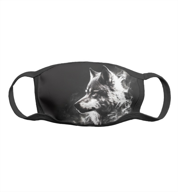 Маска тканевая с изображением Волк в белом дыму цвета Белый