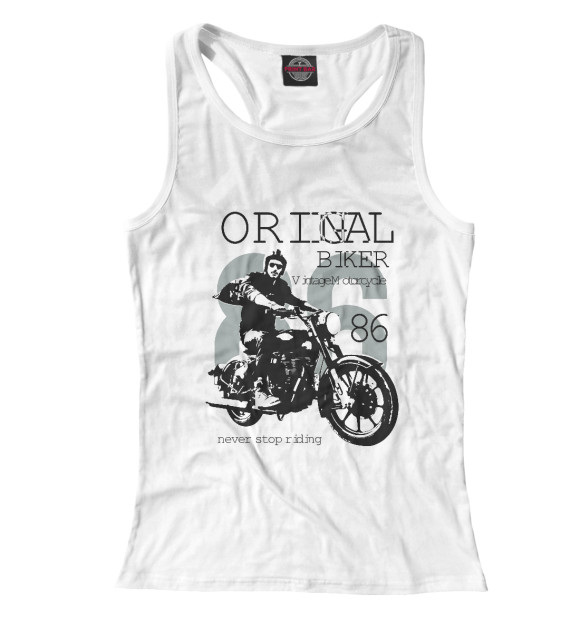 Женская майка-борцовка с изображением Original Biker 1986 цвета Белый