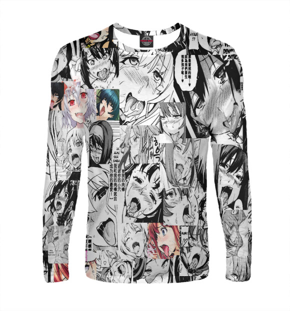 Мужской лонгслив с изображением Ahegao | Ахэгао цвета Белый