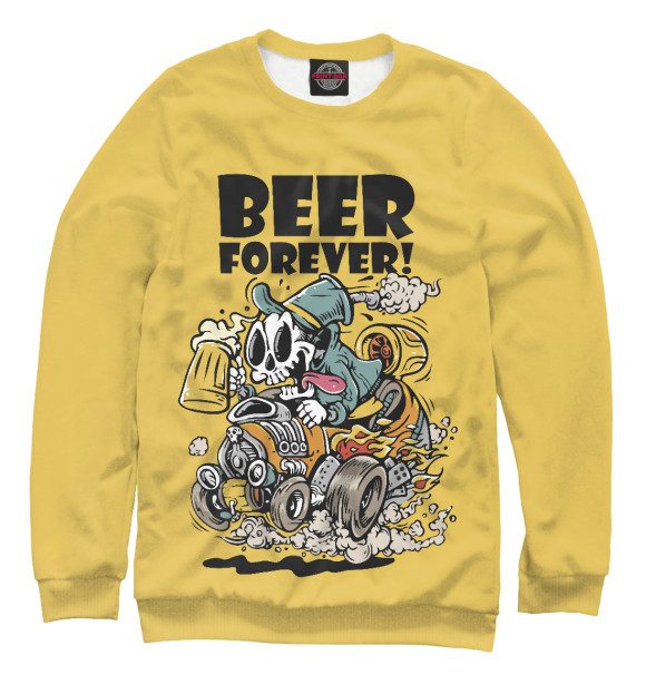 Мужской свитшот с изображением Beer forever цвета Белый