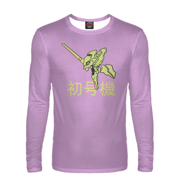 Мужской лонгслив с изображением Evangelion purple цвета Белый