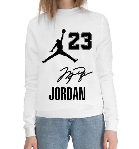 Женский хлопковый свитшот с изображением Michael Jordan цвета Белый