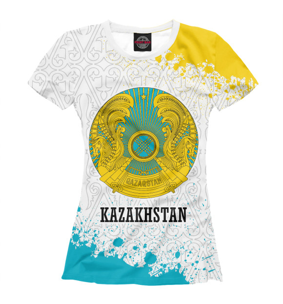 Женская футболка с изображением Kazakhstan / Казахстан цвета Белый