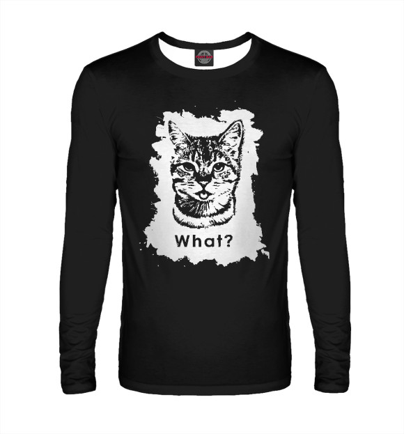 Мужской лонгслив с изображением What? цвета Белый