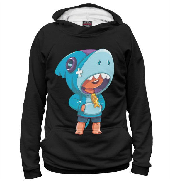 Мужское худи с изображением Brawl Stars SHARK цвета Белый